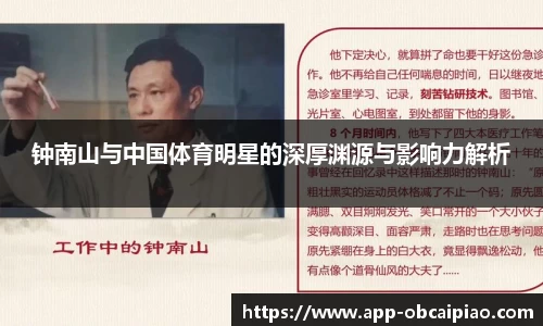 钟南山与中国体育明星的深厚渊源与影响力解析